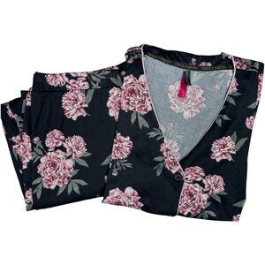 EUC Women's VINCE CAMUTO Floral Pajama Set- Long Sleeve Button-Up/Pants | Size L